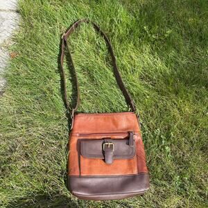 Stone & Co. Two Tone Leather Brown Crossbody Bag